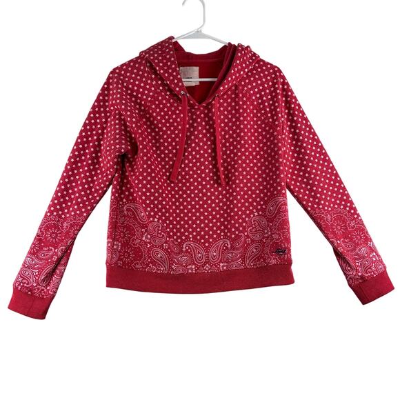 Levis Western Star Hoodie Women's Medium Red Paisley Polka Dots Hood READ - Picture 1 of 11